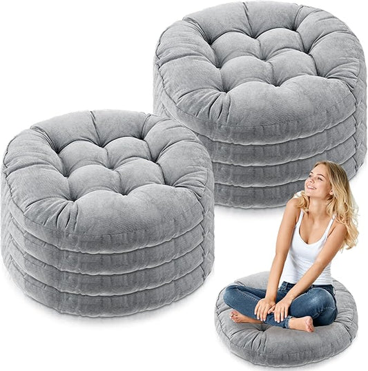 Jerify 8 Pcs Round Floor Pillows Cushions 22 x 22 Inch Large Flexible Seating Cushion Classroom Furniture Floor Pillow for Kids Adults Home Daycare Preschool Yoga Meditation Gift (Light Gray)