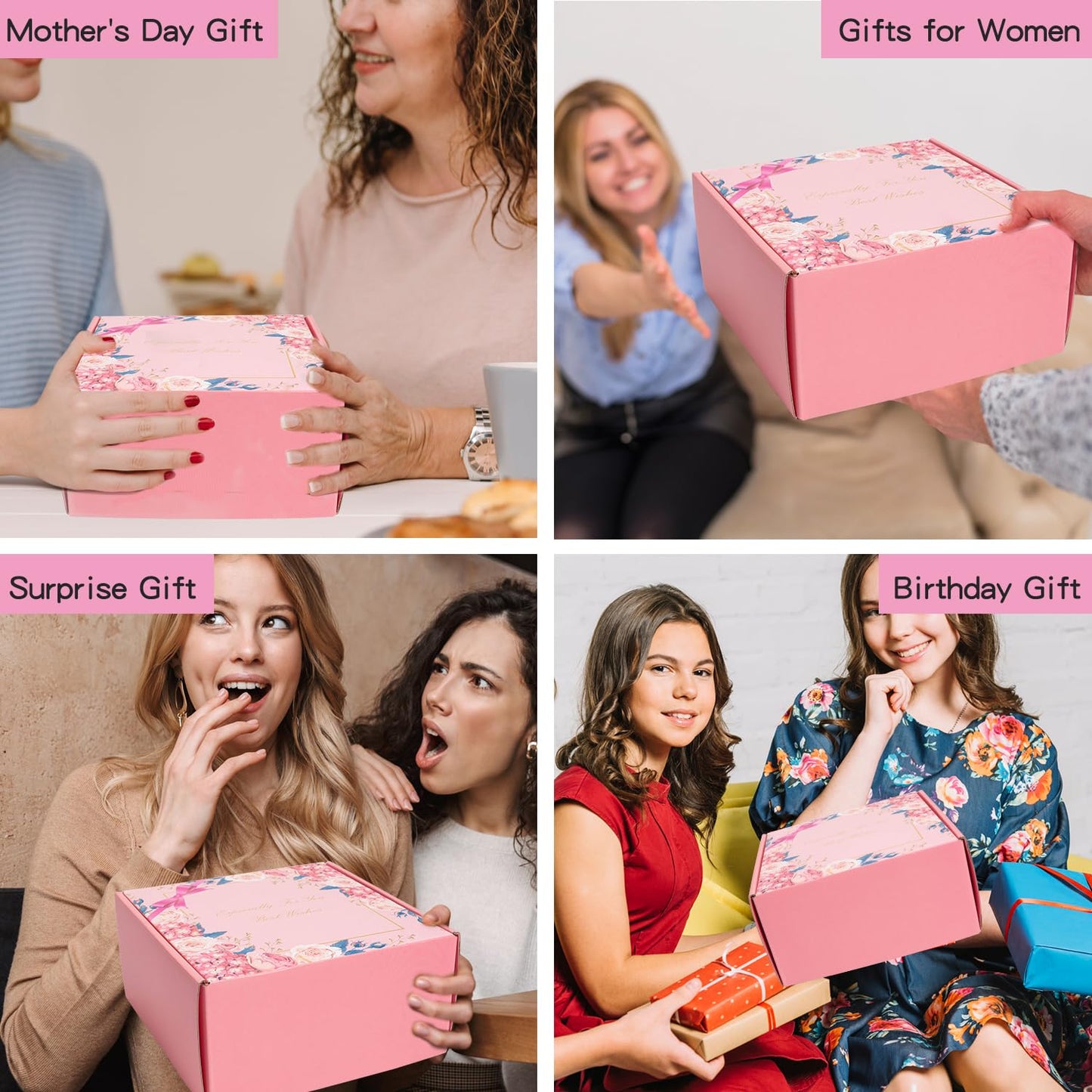 Birthday Gifts for Women,Happy Birthday Unique Female Gift Ideas for Girl Best Friend Pink Box Gift Basket for Women Gifts Set for Teenage Girl Sister Mom Relaxing Presents Set