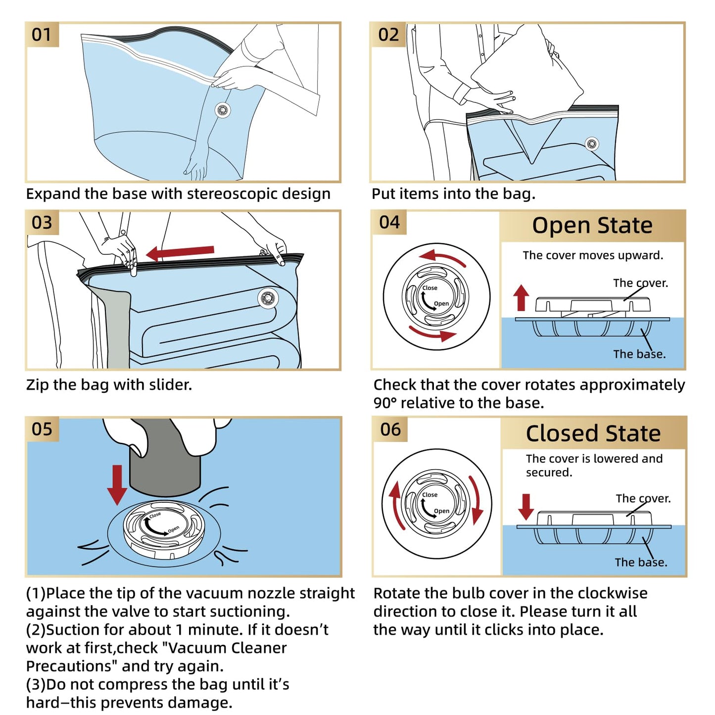 TAILI 6 Pack Vacuum Storage Bags, Jumbo Cube (31x40x15 Inch), Extra Large Vacuum Seal Bags for Clothing, Comforters, Blankets, Bedding, Closet Organization Space Saving, Cream
