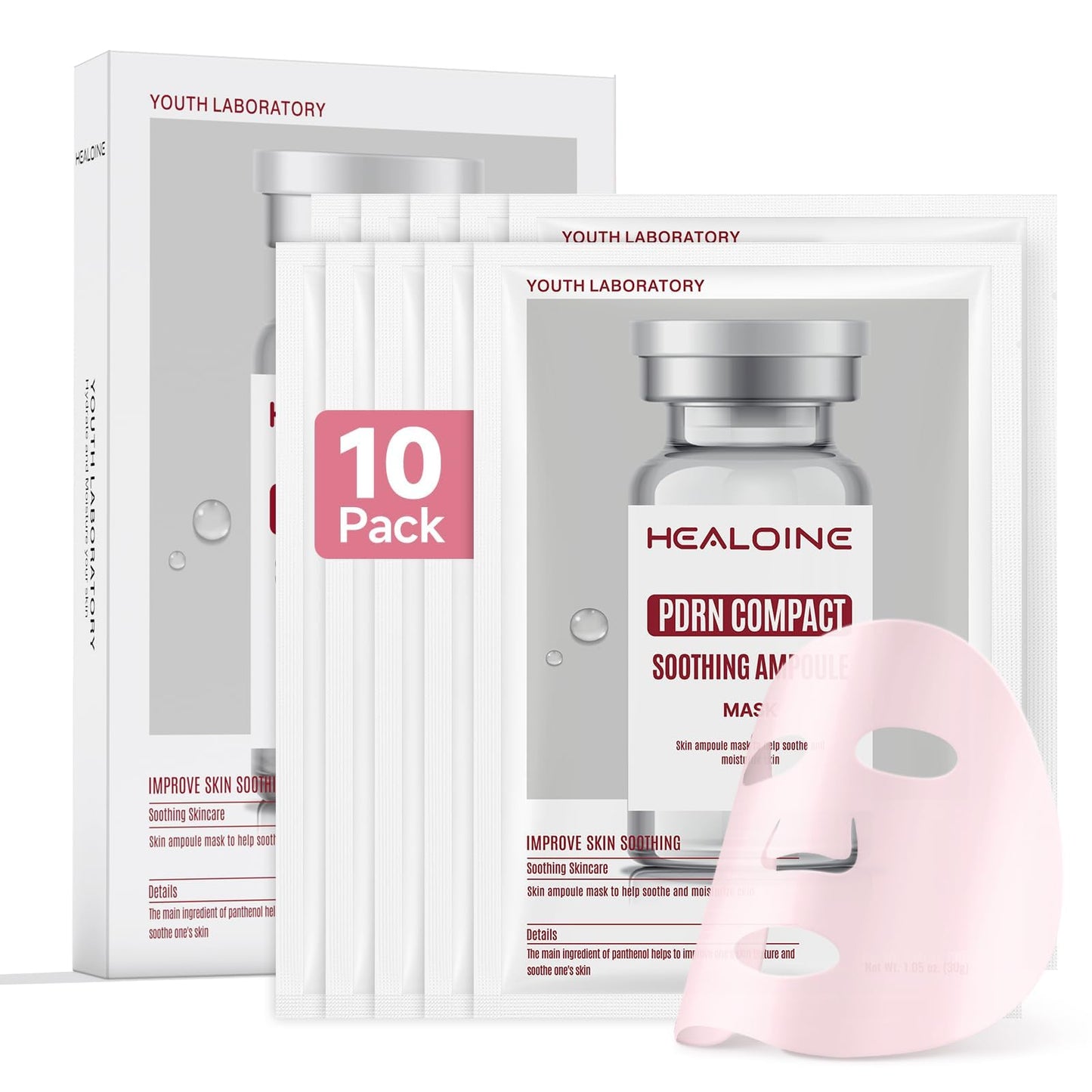 HEALOINE Salmon DNA PDRN Pink Deep Collagen Face Mask,Overnight Sensitive Irritated Skin Face Mask,Hydrating, Firming and Moisturizing Korean Facial Mask 30g*10ea