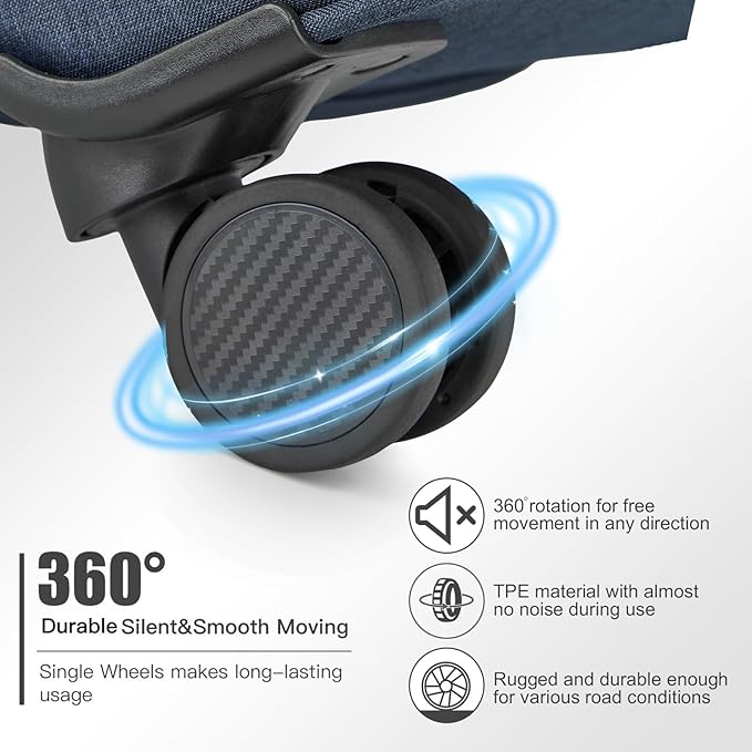 Kono 24 Inch Softside Expandable Checked Luggage with 8 Spinner Wheels TSA Lock Softshell Lightweight Business Travel Suitcase for Men and Women, Navy Blue