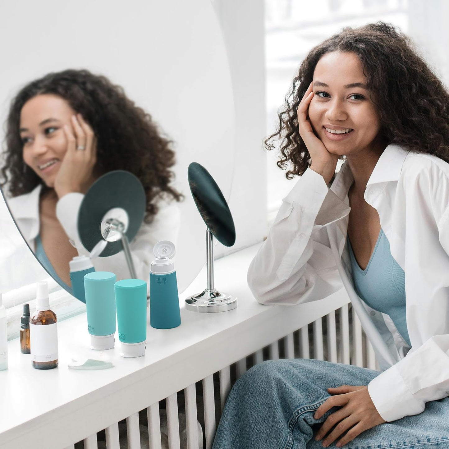 Valourgo TSA Approved Travel Bottles for Toiletries, 3.4oz Portable Leak Proof Tubes, BPA Free Refillable Accessories With Clear Toiletry Bag, Green