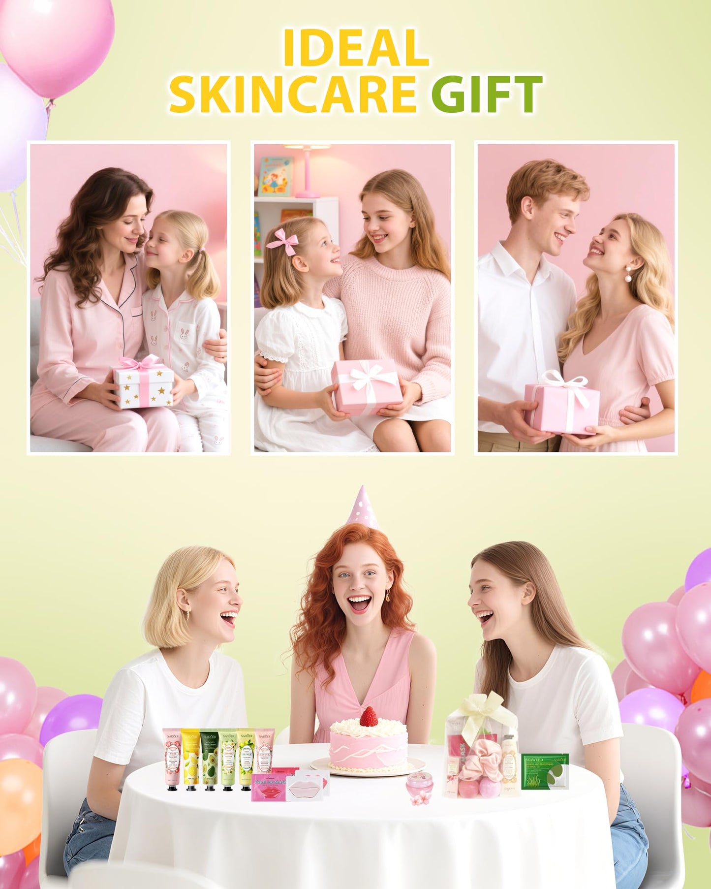 60 PCS Spa Party Supplies for Girl,Spa Party Favors kits Include Face Masks Skincare,Hand Cream, Lip Balm,Under Eye Patches,Lip Mask,Foot Bath Bombs,Women Ideal Gift Bulk Birthday Sleepover Spa Party