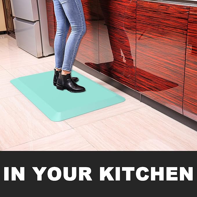 1" Extra Thick Anti Fatigue Floor Mat 50" L x 17" W,Kitchen Mat, Standing Desk Mat,140D Advanced PU Foam Ergonomic Comfort at Home, Office, Garage, Sink (Teal)