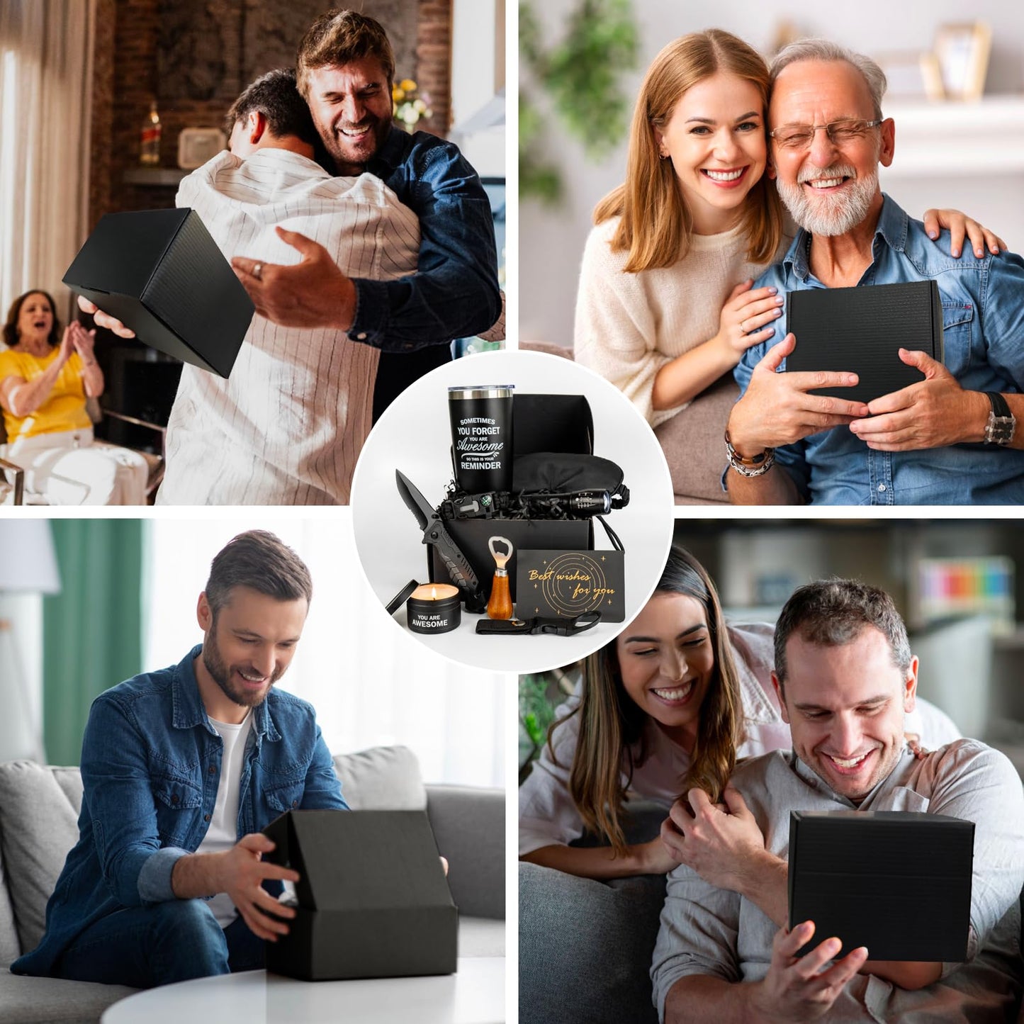 HN HAIINAA Birthday Gifts Baskets for Men, Cool Camping Gift Sets for Guys, Son, Brother, Boyfriend, Dad, Husband, Fathers Day Christmas Men Gifts Ideas