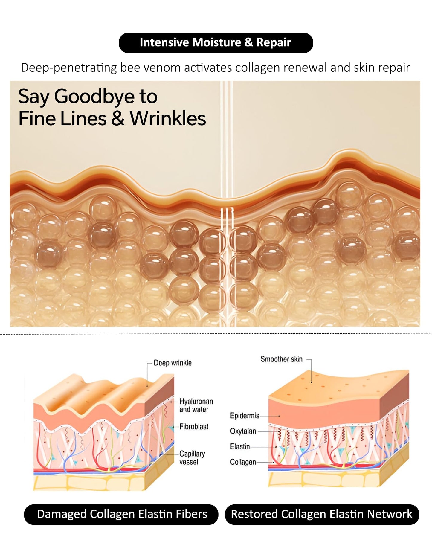 Bee Venom Wrinkle Removal Cream – Anti-Aging, Firming, Lifting, and Moisturizing Skin Cream for All Skin Types – Recovery and Anti-Wrinkle Care