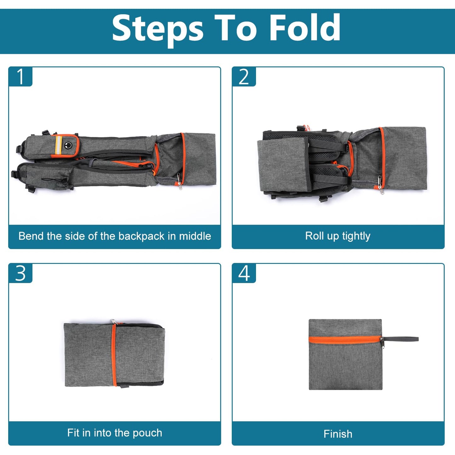 Esup 15L Small Hiking Backpack Foldable Lightweight Travel Day Pack Packable Camping Backpack for Women Men (Gray)