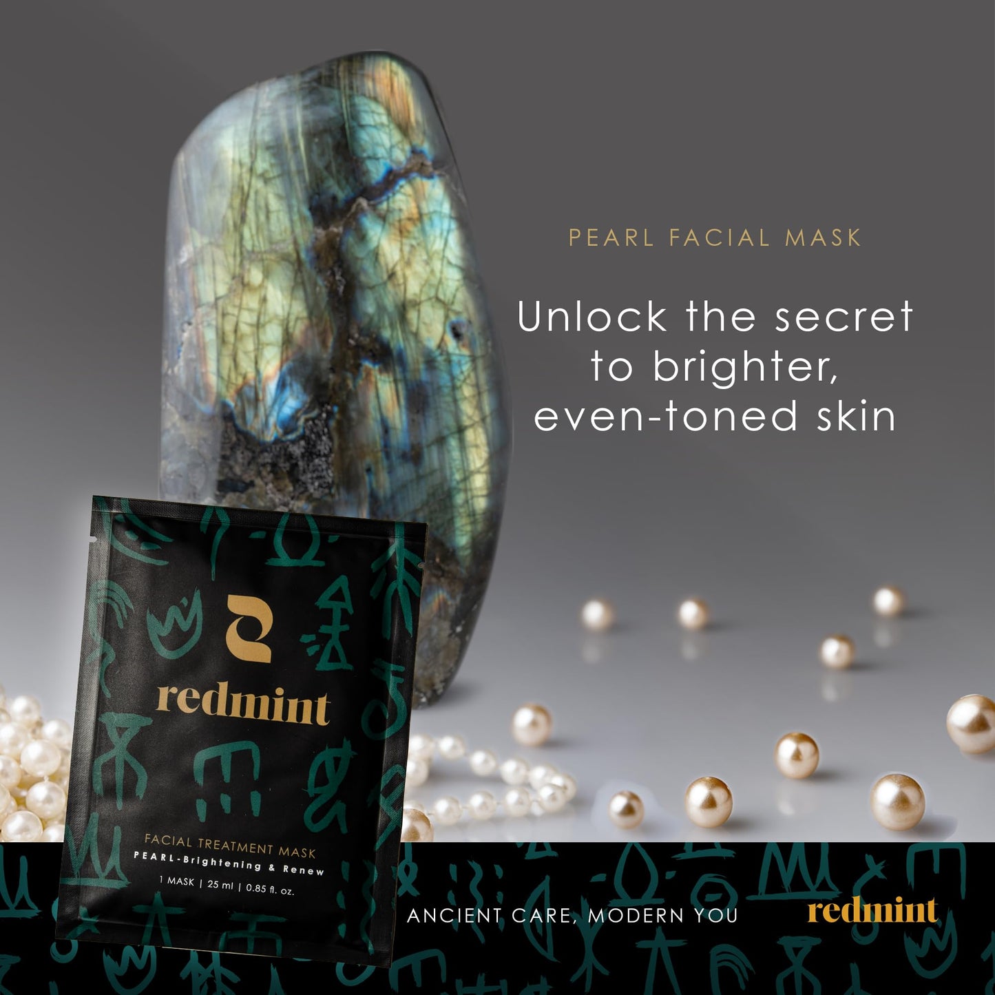 Redmint Anti-Aging Facial Mask - Deep Hydrating & Glowing | Vitamin C and Pearl Face Mask Sheet for Collagen Boosting | Remove Dull Skin Cells to Uncover a Youthful Skin | Pack of 1