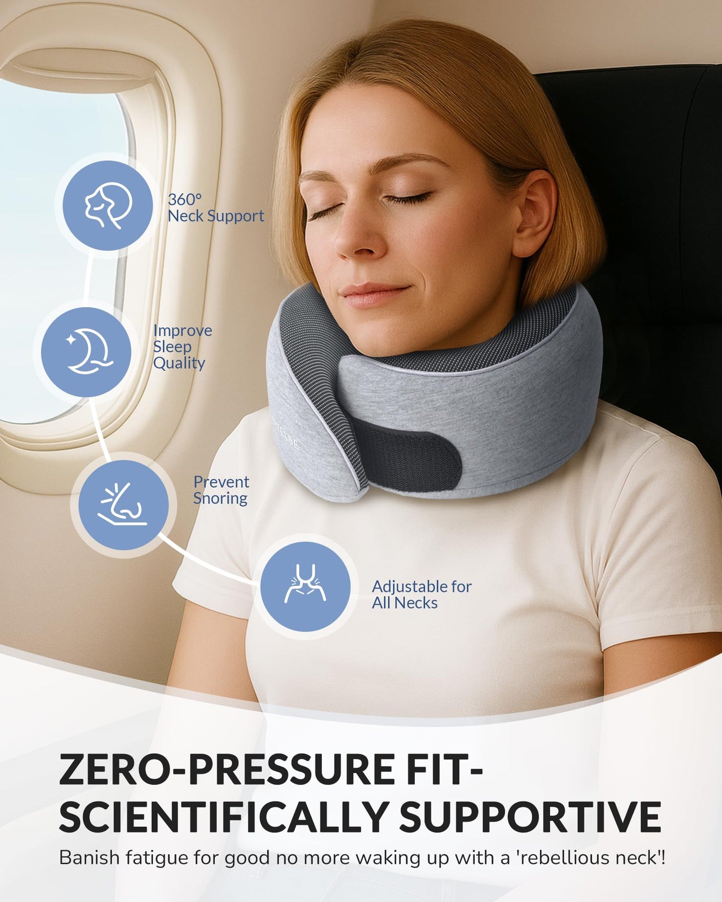 Artelse Neck Travel Pillow for Rest - Memory Foam Travel Pillow for Airplane, Comfortable Breathable Cover, 360 Degree Support Ergonomic Design Best for Flight, Train, Sleeping, Travel Essentials
