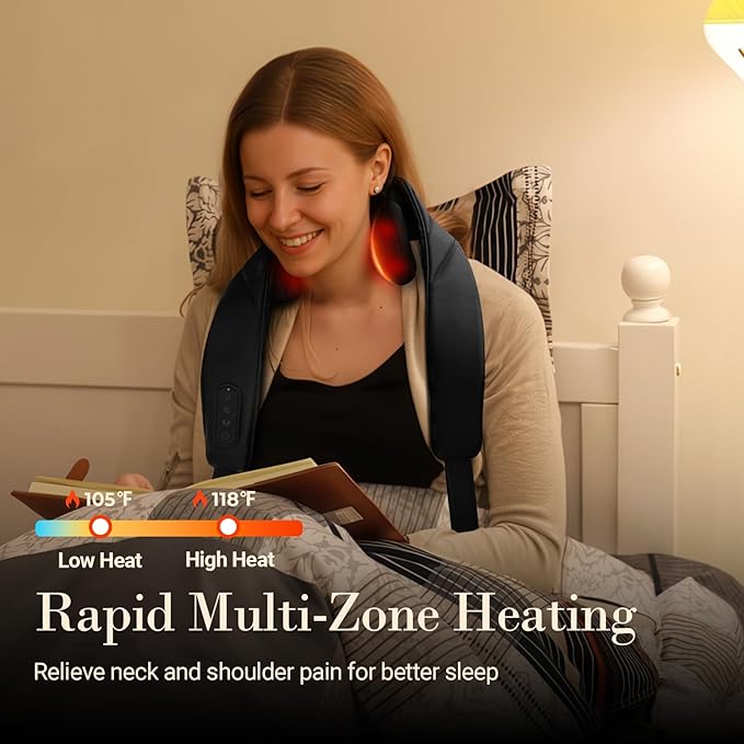 Cordless Neck Massager for Pain Relief Deep Tissue - HSA Eligible, Upgarded Deep Kneading FSA Shoulder Back Massager with Heat, Massager Pillow for Neck and Shoulder Pain, Gifts for Women Men