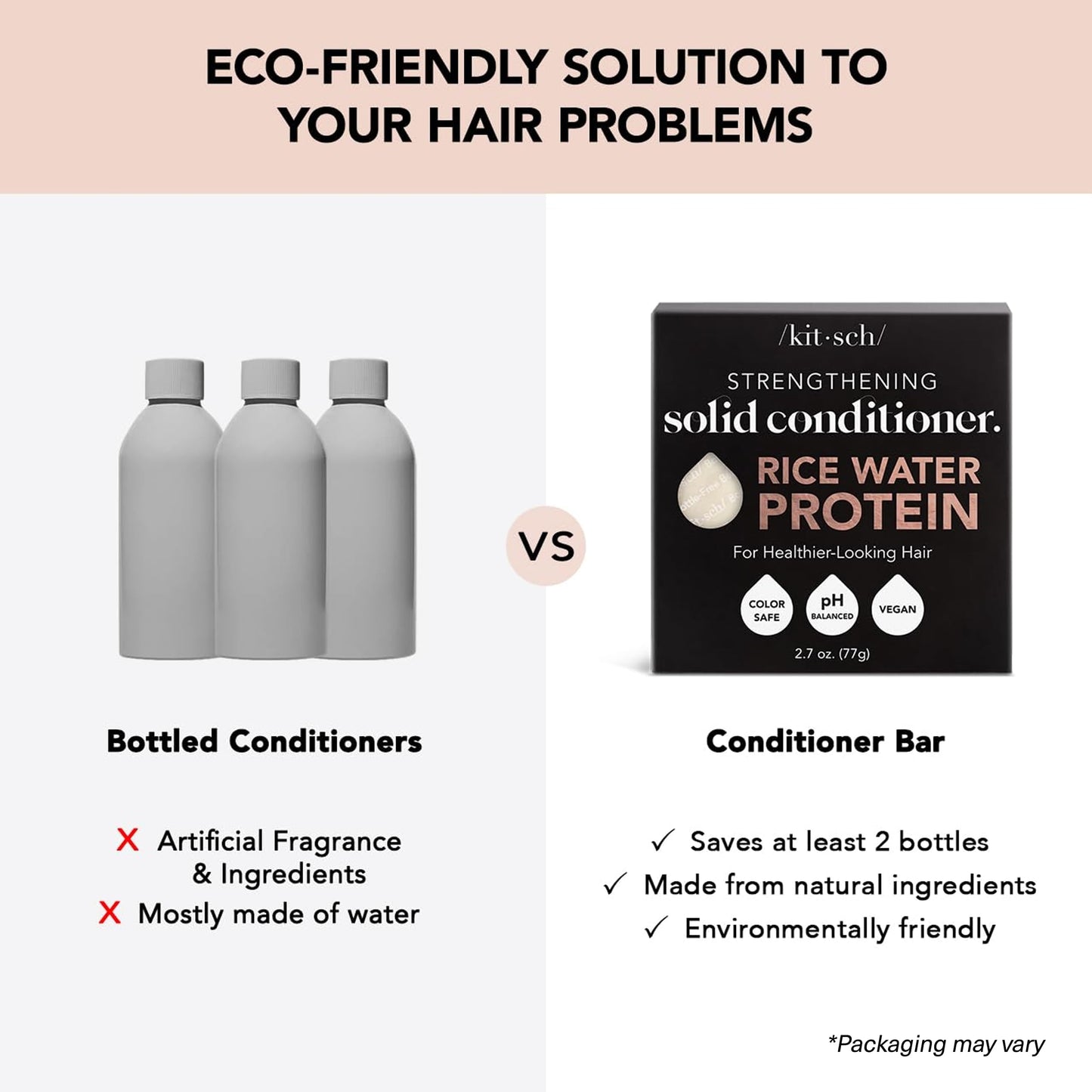 Kitsch Rice Water Shampoo & Conditioner Set – Solid Shampoo & Conditioner Bar with Protein for Hair Growth, Strengthening Hair & Damage Repair – Paraben, Sulfate & Silicone Free – 2 Pack