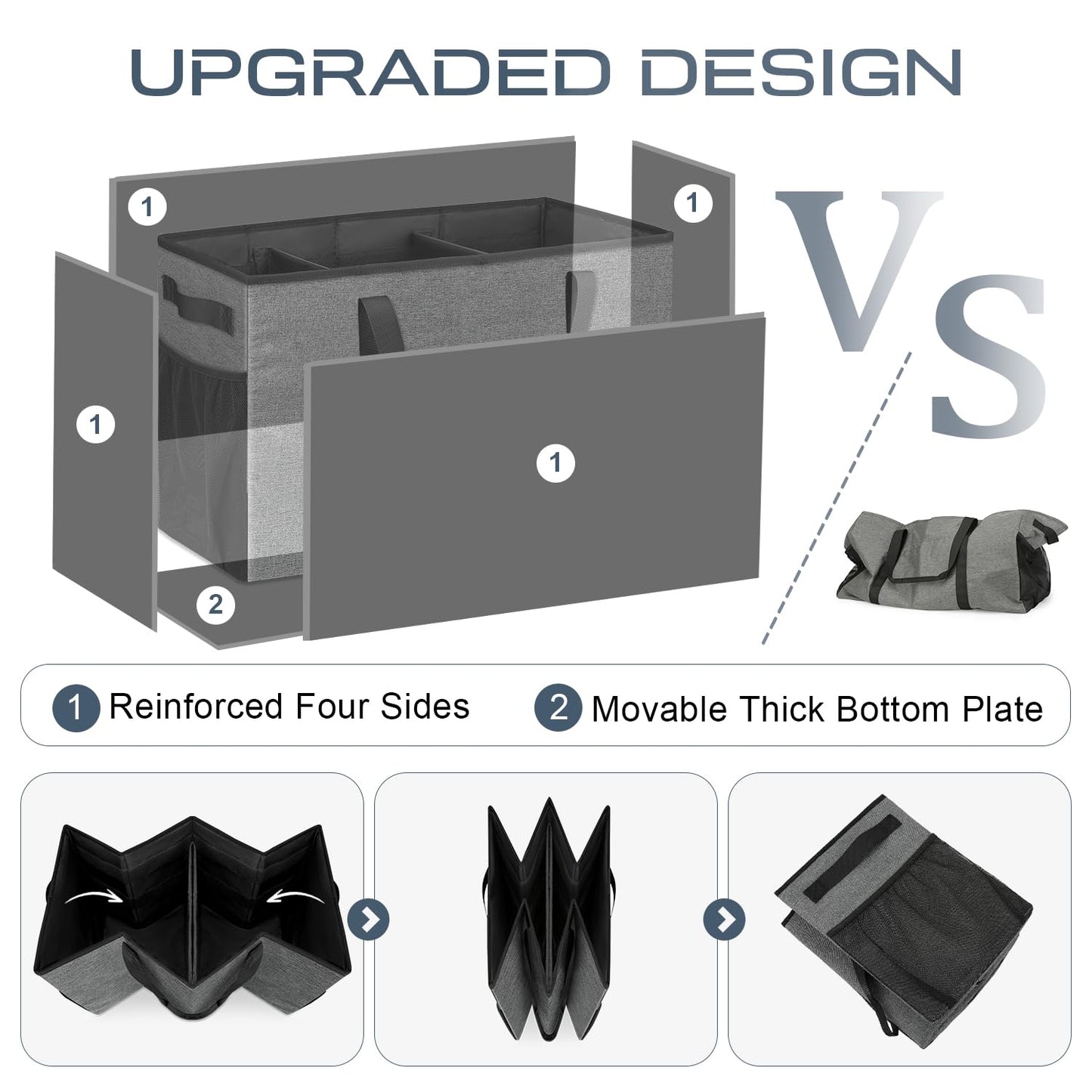ZOMFELT 75L Standing Extra Large Utility Tote Bag with Removable Dividers & 4-sided Reinforced, Reusable Grocery Shopping Bags Foldable, Car Beach Travel Tote Bag with Handle for Picnics, Laundry