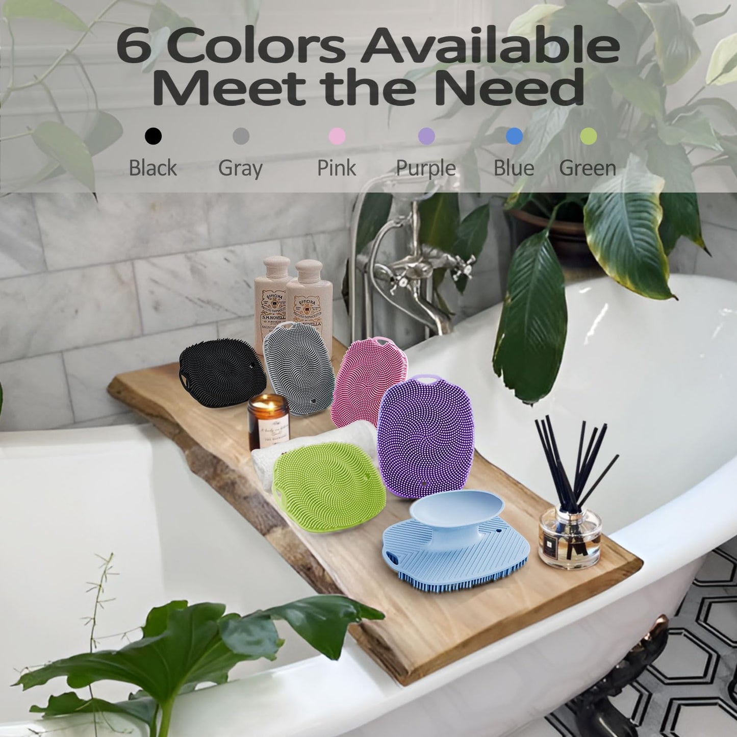 ARIOSOX, Soft Silicone Body Scrubber, Gentle Like a Hand Exfoliating Your Skin and Build Up Lather Easily, Back Large Suction Cup Easy to Store, Long-Lasting & Deep Clean (Black)