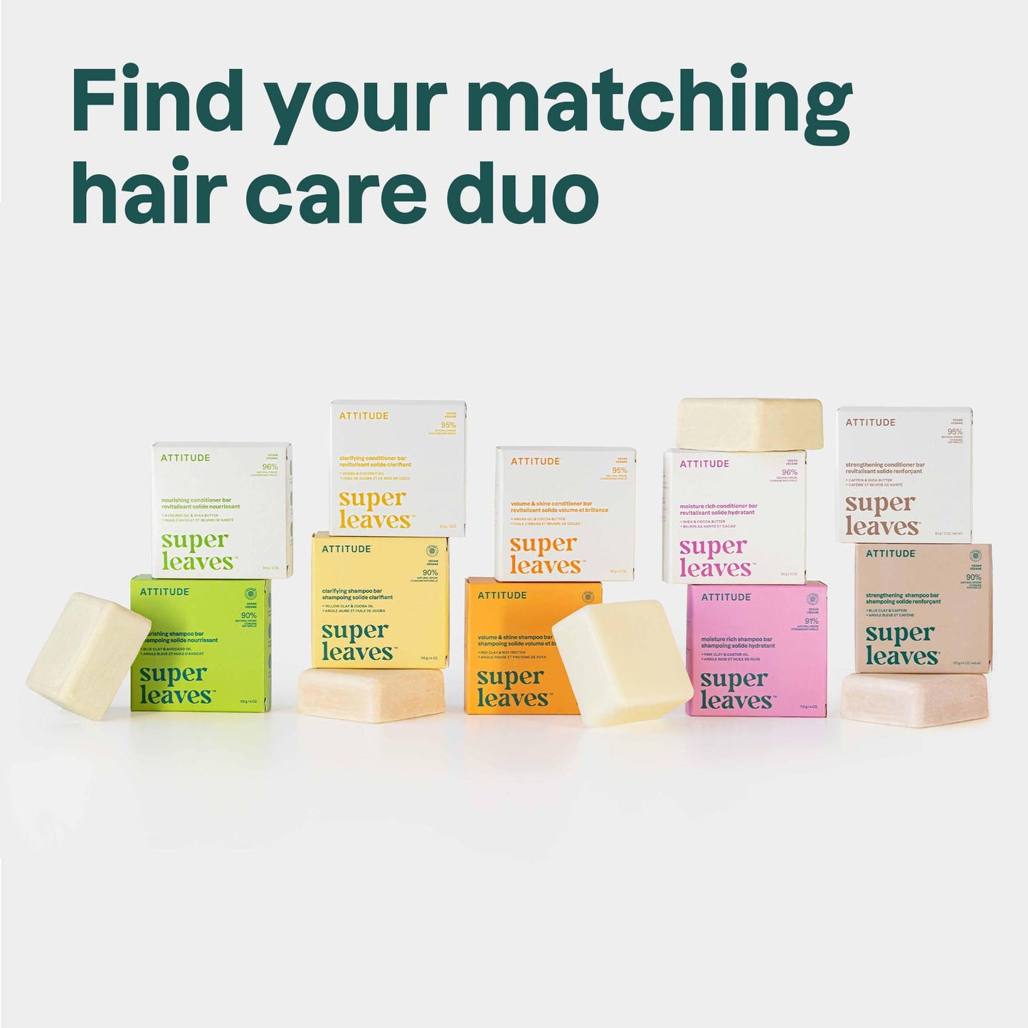 ATTITUDE Moisture Rich Conditioner Bar, Natural Origin, for Ultra Dry and Damaged Hair, Shea & Cocoa Butter, Clean ingredients, Vegan, Coconut & Wild Berries, 3 Oz