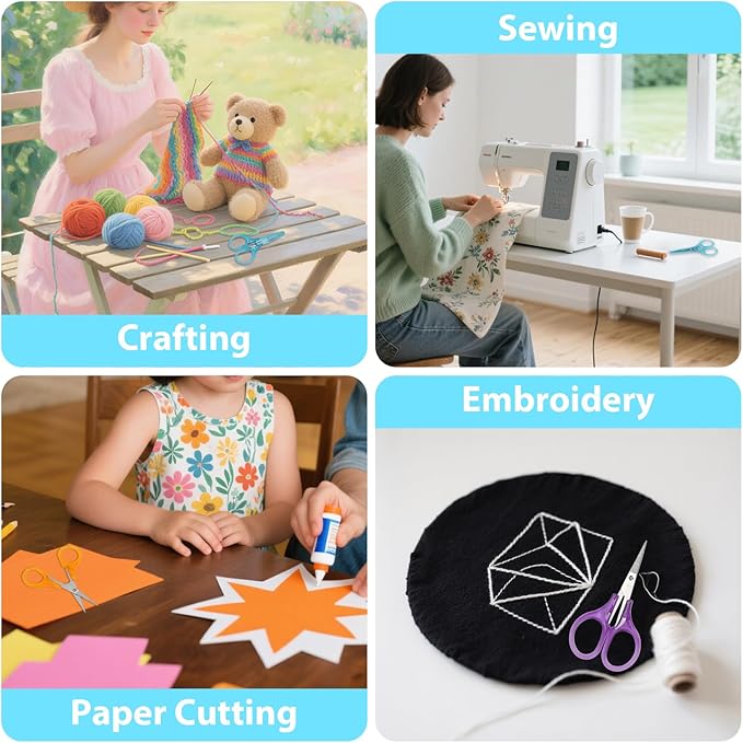 20 Pcs Craft Small Sewing Mini Scissors for Fabric Cutting, Yarn Travel Scissors Bulk with Protective Cover, Curved and Straight for Paper Cutting, Crafting, Embroidery, Quilting, Sewing