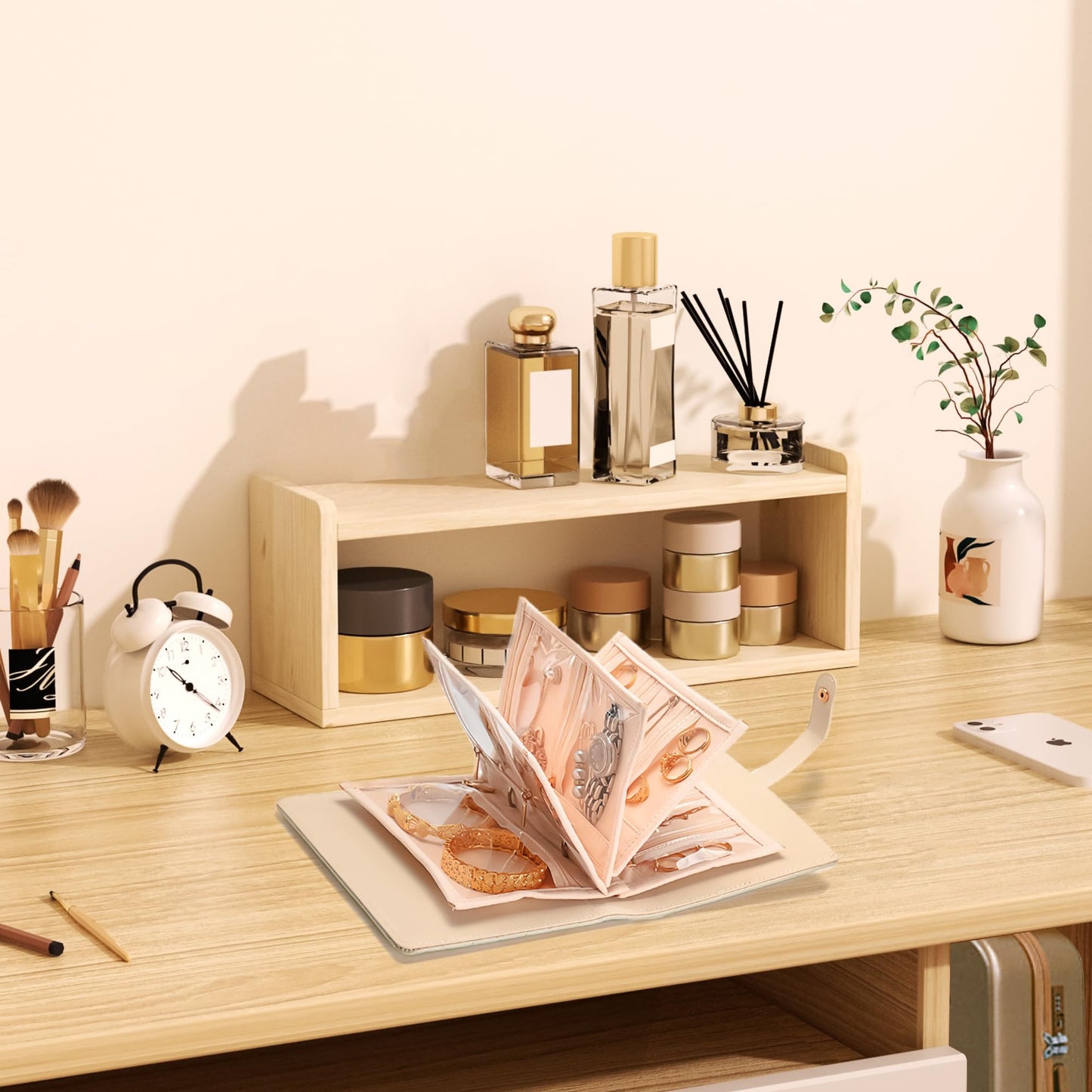 Ylfahjs Travel Jewelry Organizer Case,Jewelry Storage Roll Bag for Women,Tangle-Free Portable Storage for Necklaces & Earrings/Rings/Bracelets,Jewelry Storage Book, Waterproof Organizer Bag