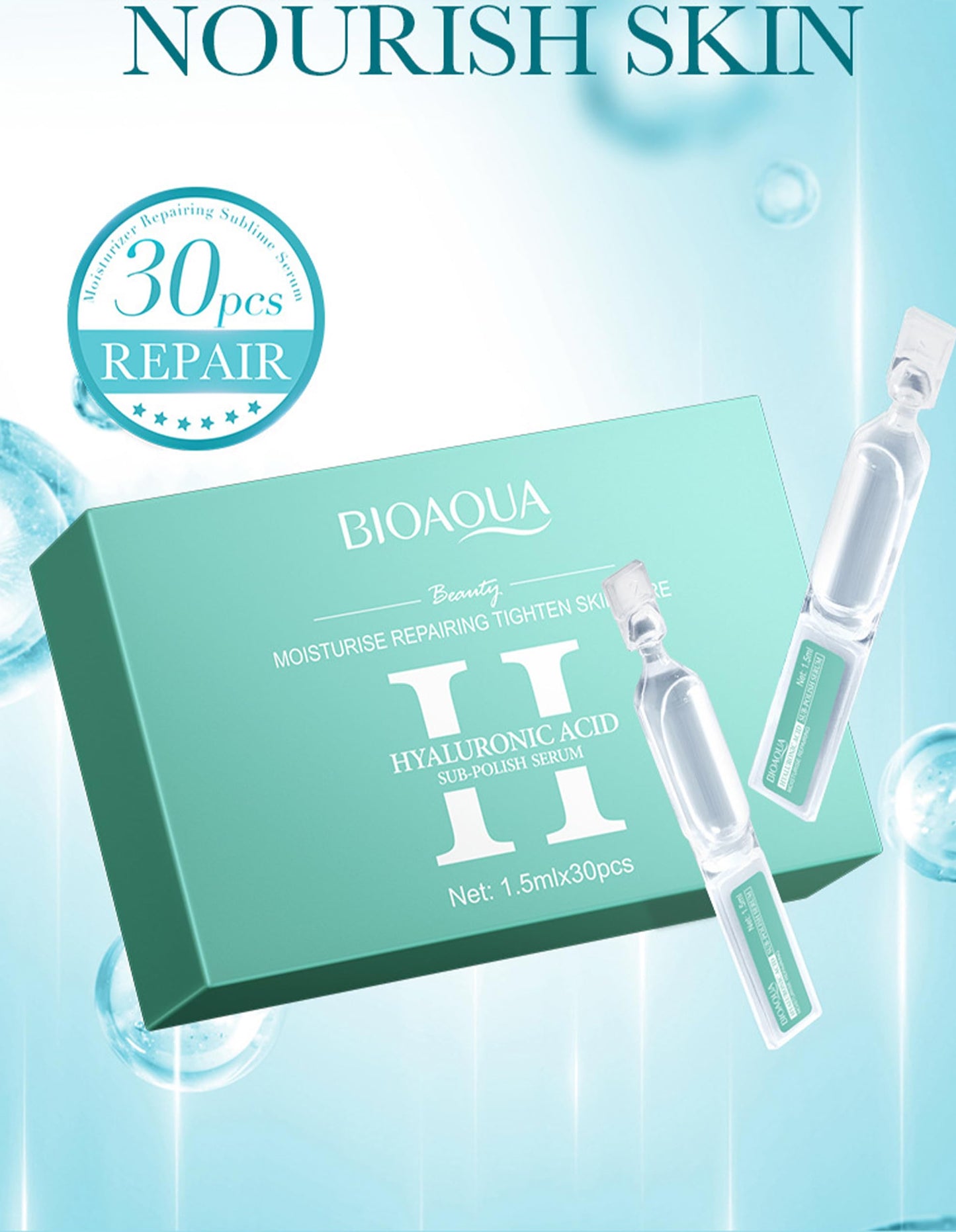 30PCS Ultra Hydrating Serum for Face, Hyaluronic Acid Serum Tubes, Hydrating, Smoother Skin, Anti-Aging serum for All Skin Tyes, Travel-Size Single-Use Vials Skincare(1.52 Fl Oz (Pack of 1))