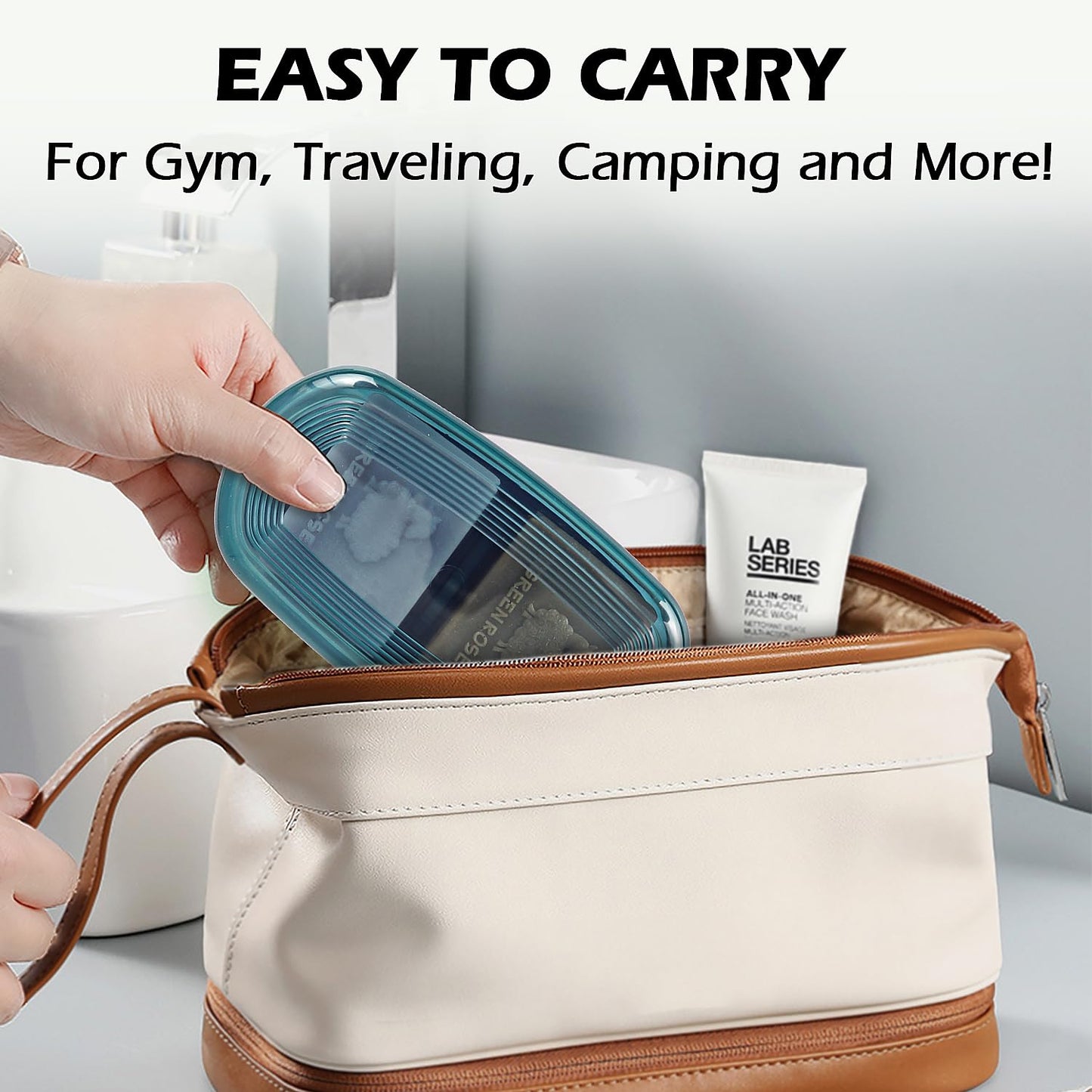 AIDIMMING Shampoo & Conditioner Bar Holder, Large Plastic Travel Soap Case, Portable Bar Soap Dish with Lid, Clear Soap Bar Box (Max, Blue)