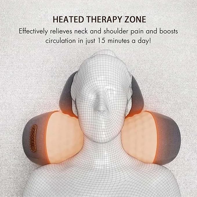 3-in-1 Heated Neck Massage Pillow | Memory Foam Cervical Support | Relaxation Pillow for Home & Office (Black)