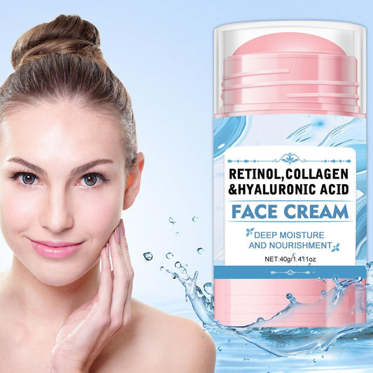 Face Balm Stick, Retinol Collagen Hydrating Moisturizer Stick with Hyaluronic Acid Face Cream for Women and Men Reduces Wrinkles & Enhances Elasticity Softer Smoother Skin,1.41 Oz