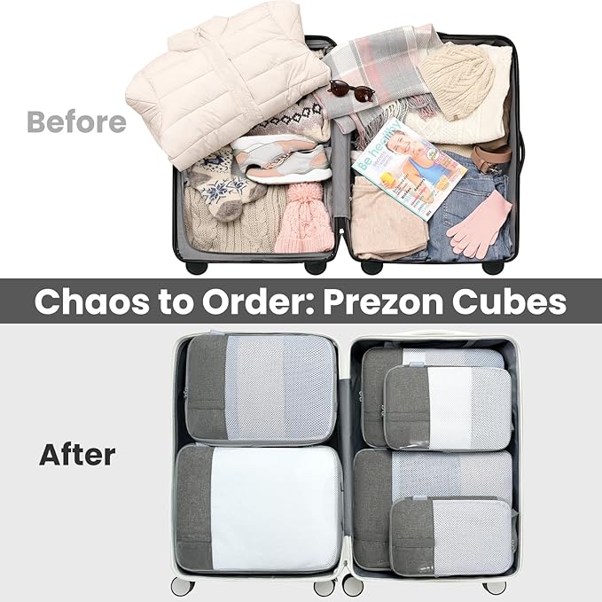 8 Set/6 Set/4 Set Compression Packing Cubes for Travel, Lightweight Vacation Travel Essentials, Travel Accessories for Suitcase Organizer Bags Set, Durable Luggage Organizer