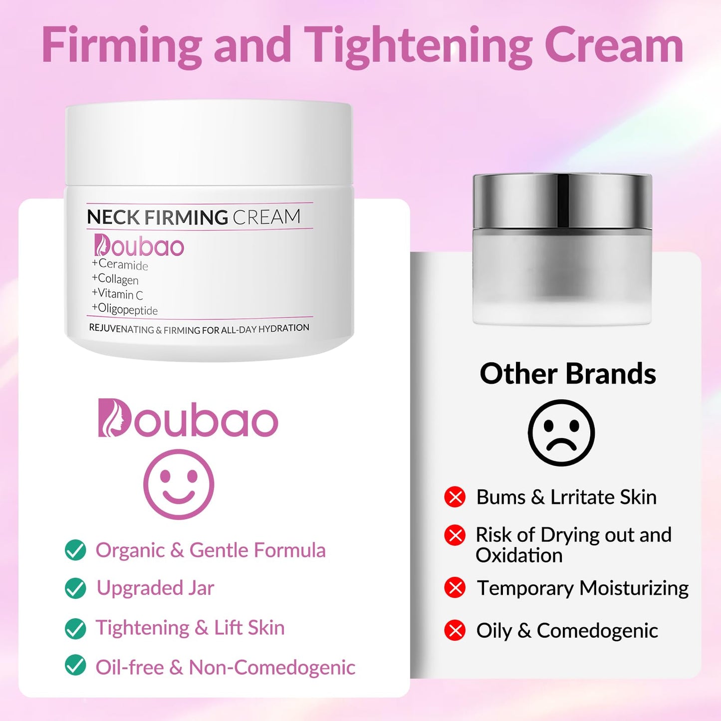 VicGFHS Neck Firming Creams for Tightening and Firming, Moisturizer Face Cream with Collagen, Hyaluronic Acid, Day & Night Anti-Aging Skin Tightening Cream for Neck, Décolleté & Face – 1.7Fl Oz