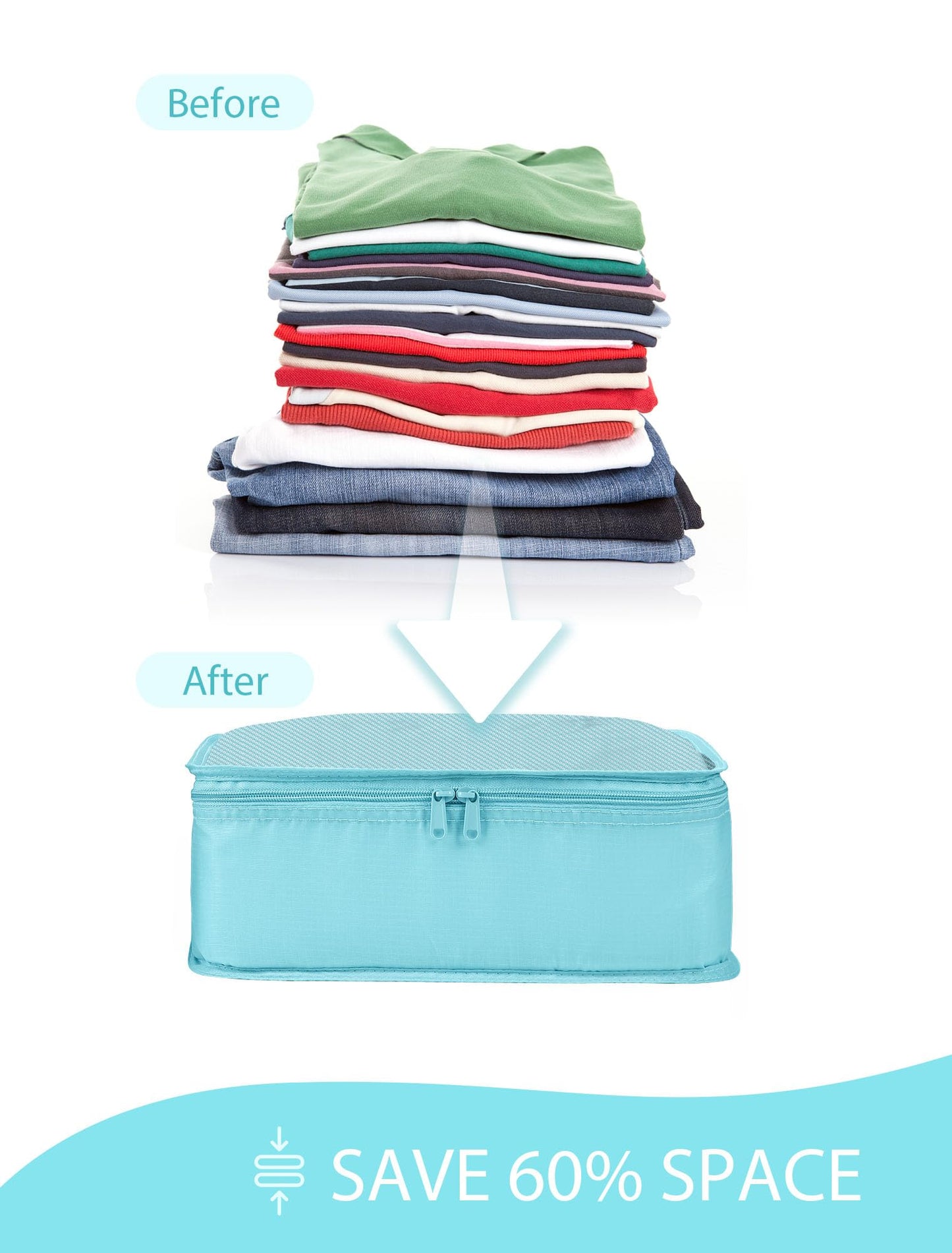 DIMJ Packing Cubes Suitcase, 8 Pieces Packing Cubes for Travel, With Toiletry Bag Hanging, Packing Cubes Carry on Luggage Cubes Packing for Clothes, Shoes, Underwear, Cosmetics, Travel Essential(Blue)