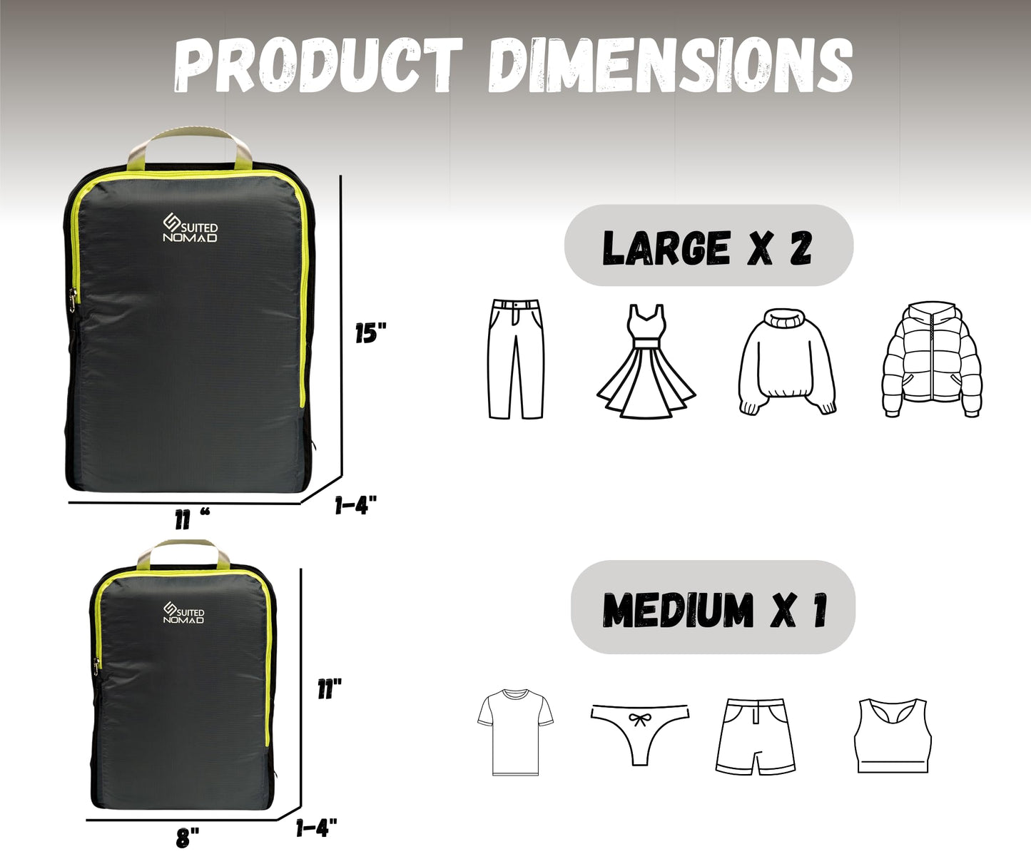 6 Set/3 Set Ultralight Compression Packing Cubes, Suitcase and Backpack Travel Organizer Bags (Shadow Gray, 3Piece)