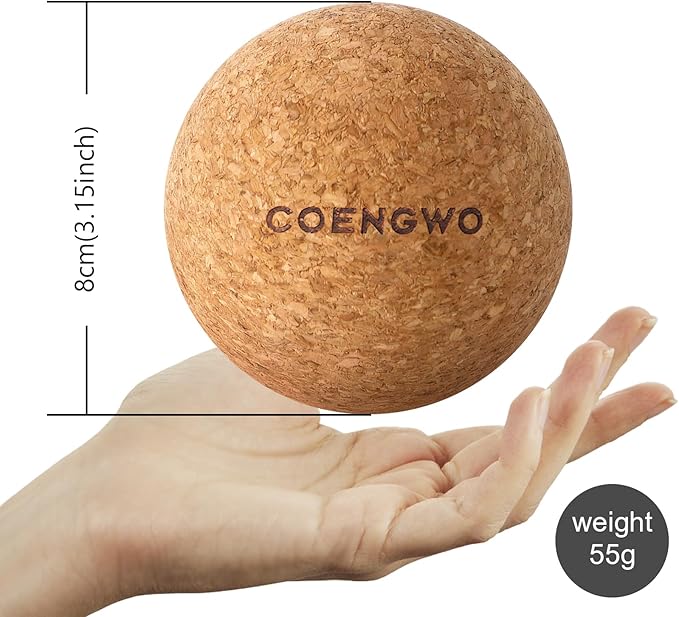 COENGWO Cork Massage Ball, Cork Myofascial Release Ball, Yoga Therapy Ball for Trigger Point Therapy, Muscle Knots, Deep Tissue Relief, 3 Inch