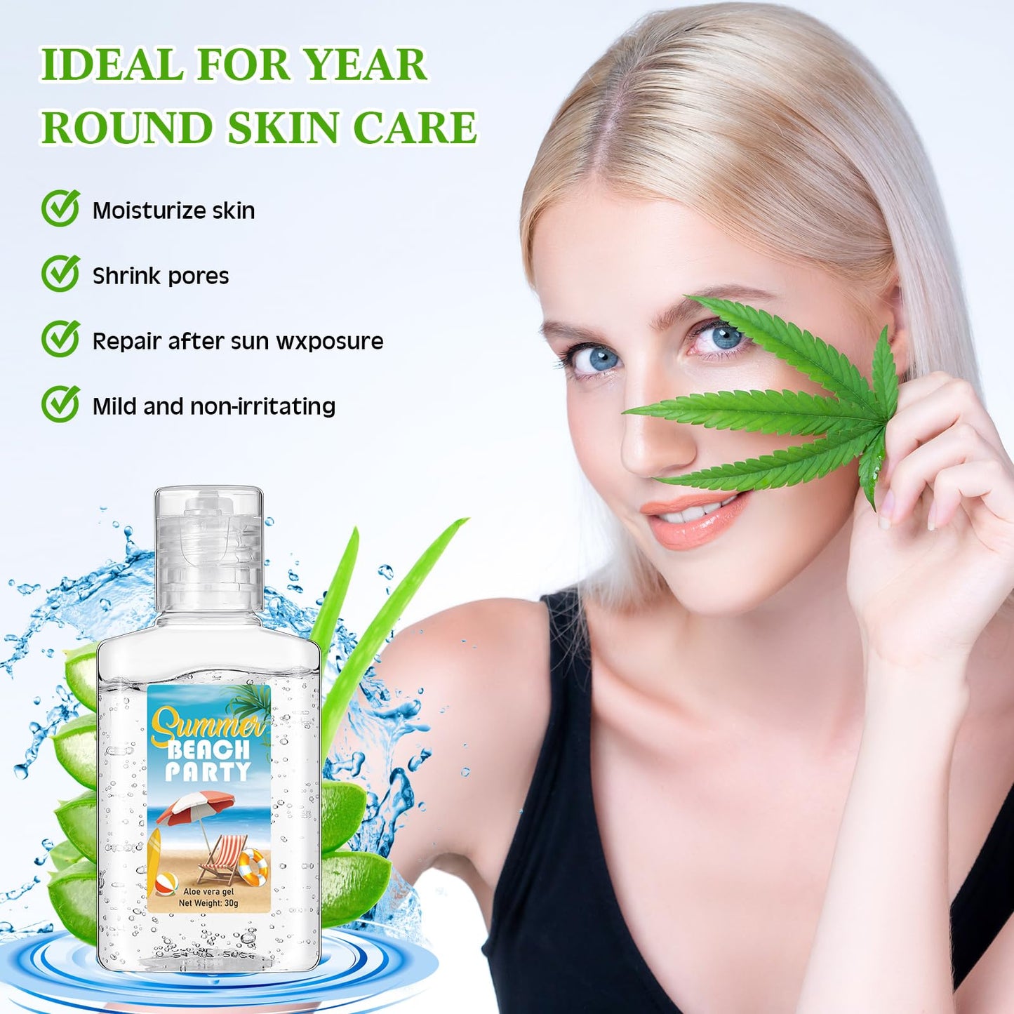 Dansib 12 Pcs Mini Aloe Vera Gel Bulk for Christmas Wedding Party 1oz Soothing Moisture Aloe Gel Bulk Travel Size for Thank You Gifts Christmas Favors Wedding Party (Beach)