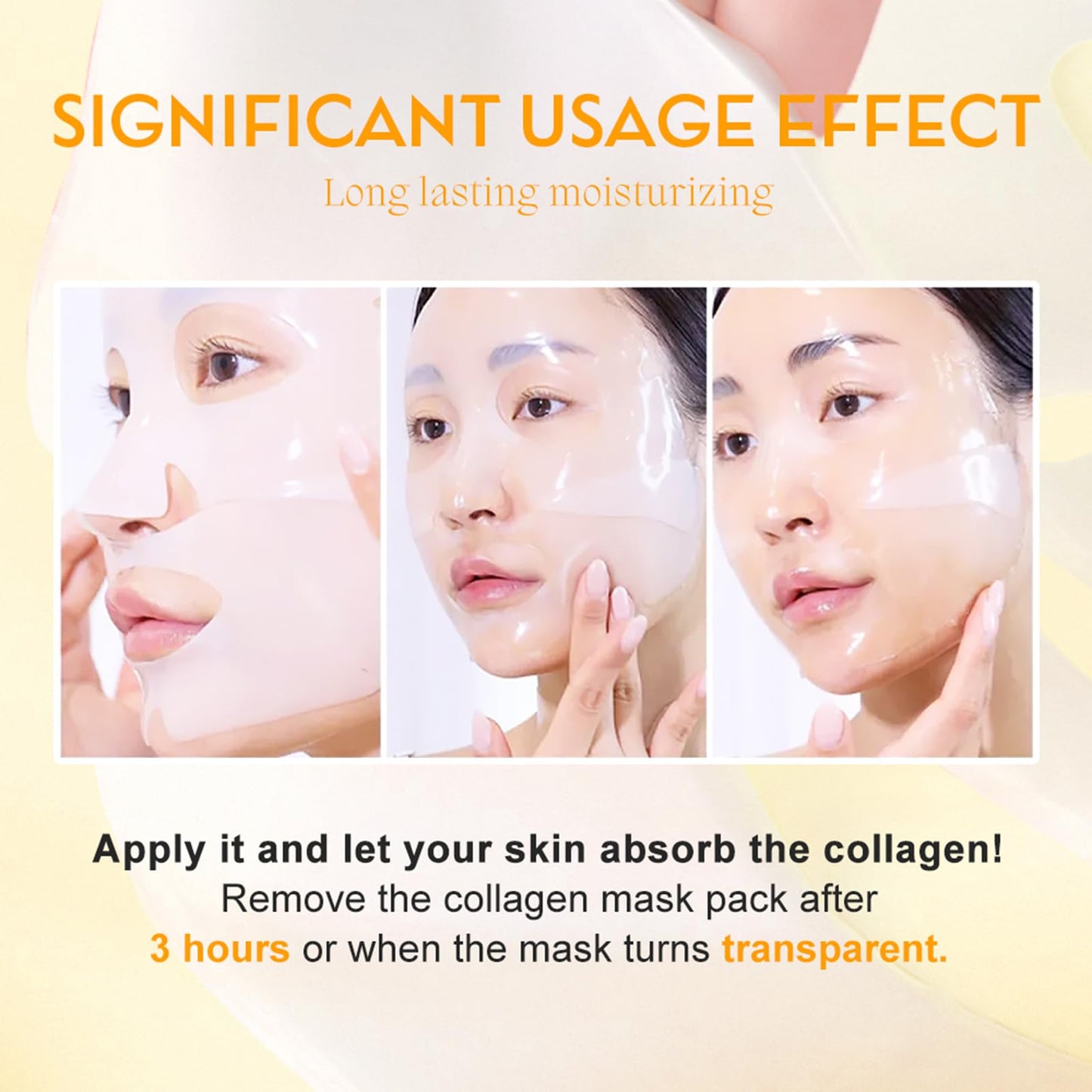 Ueseinl 4 Pack Collagen Face Mask, Deep Lifting Mask, Bio-Collagen Films Deep Hydrating Firming Overnight Hydrogel Mask, Hydrating Anti Wrinkle Lifting Facial sheet masks