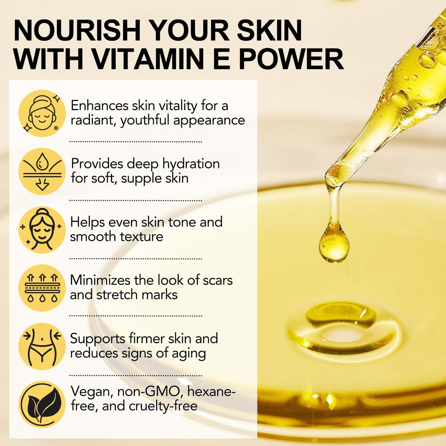 Tiuedu Natural Vitamin E Oil for Skin, 75,000 IU Ultra Concentrated Vitamin E Oil for Face, Hair and Scars, Moisturizing Dry Skin Oils, Promotes Skin Elasticity, 2Fl Oz