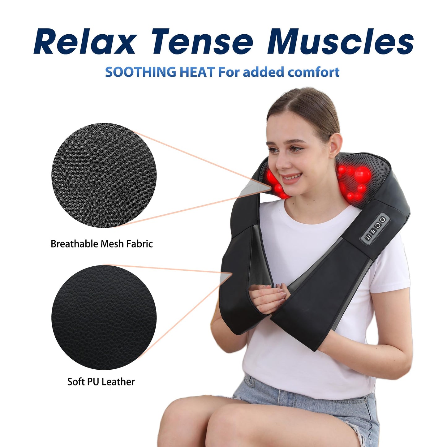 UFFAE Shiatsu Neck and Back Massager with Heat, Electric Deep Tissue Kneading Neck and Shoulder Massage, Best Gifts for Women Men Mom Dad Mothers Fathers Day Birthday Gift (NOT Cordless)