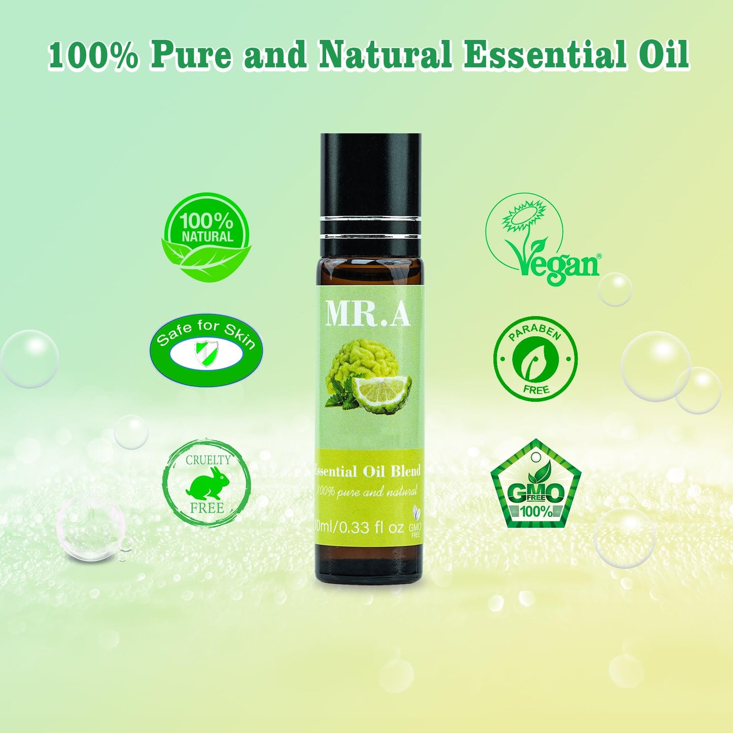 4 Pack Essential Roll On Blend Oils Set, 100% Natural Fragrance Oil, Aromatherapy Roll On Blend Oil with Pure Lavender, Petitgrain, Bergamot, Marjoram Oil, Gift for Women Men 0.33 fl.oz