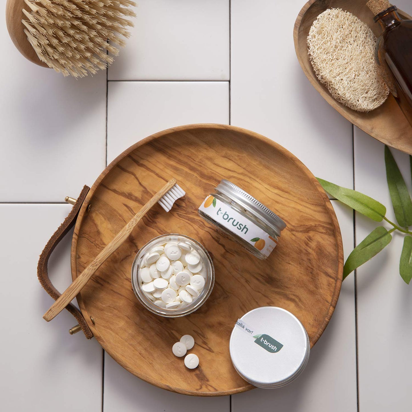 T-brush Whitening Travel Toothpaste Tablets Natural Ingredients, SLS Free, Gluten Free, Cruelty Free, Eco Friendly Packaging, Vegan - Orange Flavoured- Fluoride Free- 90 Tablets