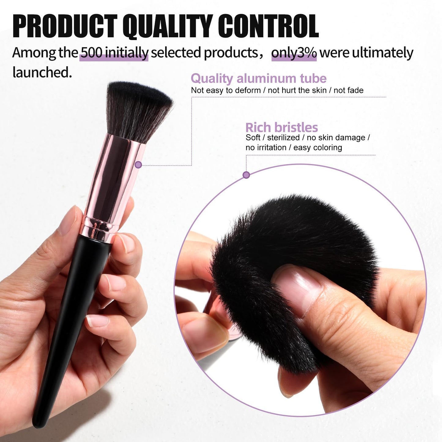 BS-MALL Makeup Brushes Set 25 Pcs with Triangle Puff – Travel-Friendly Magic Tape Storage Bag for Brush Organization