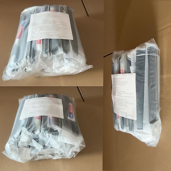 50 Pack Black Disposable Toothbrushes with Toothpaste and Comb Set,10g Toothpaste,7inch Hair Comb,Individually Wrapped Disposable Travel Toothbrushes Kit in Bulk for Homeless,Airbnb,Hotel,Shelter