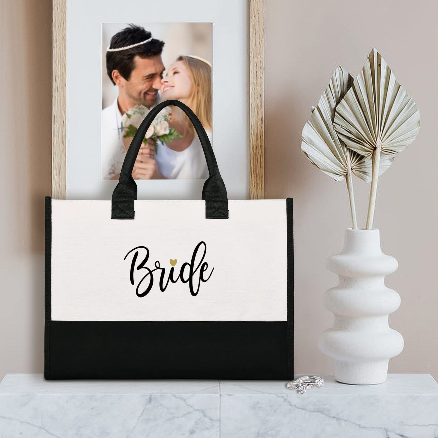Lamyba Bride To Be Gifts for Wedding, Bridal Shower Gifts, Bachelorette Party, Engagement,Honeymoon, Bride Bag Tote with Makeup Bag