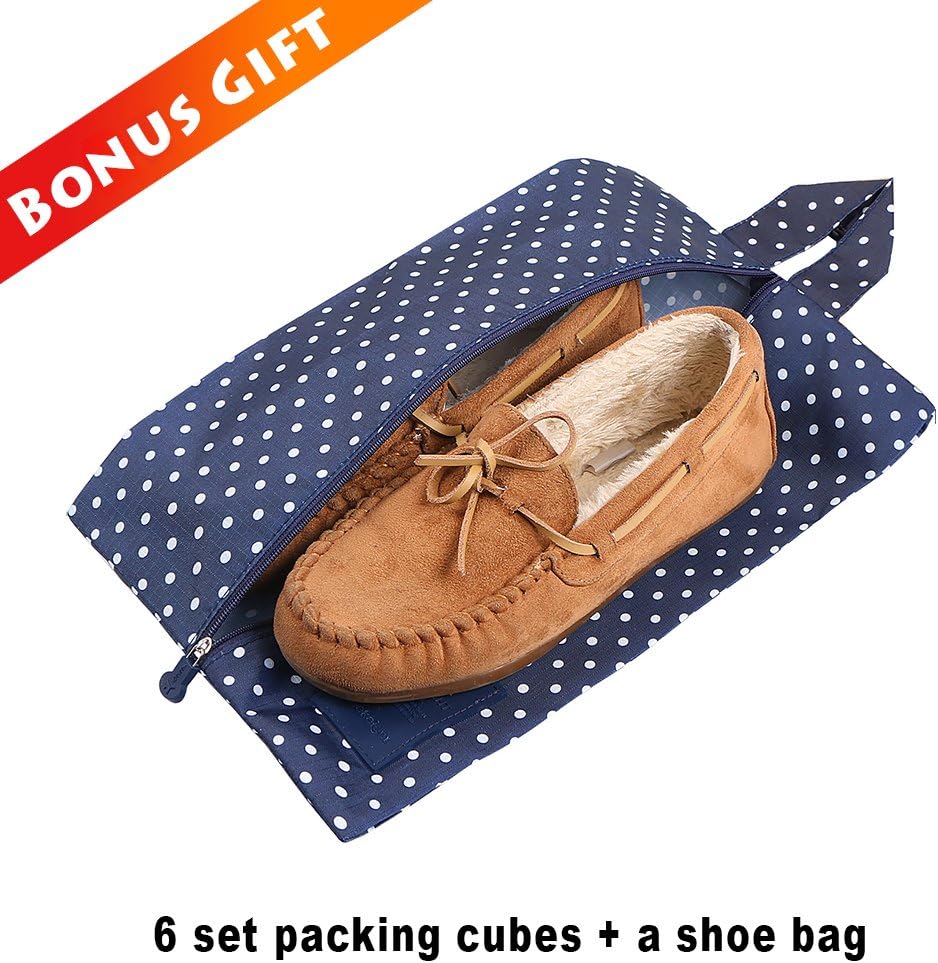 Packing Cubes,Mossio 7 Set Travel Organizers Backpack Waterproof Storage Bags for Trip Blue Circle