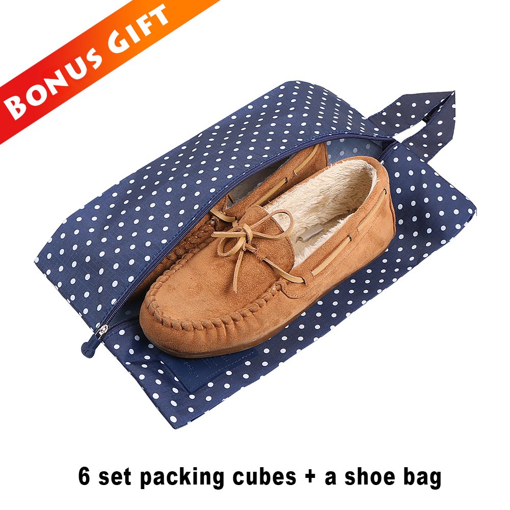 Packing Cubes,Mossio 7 Set Travel Organizers Backpack Waterproof Storage Bags for Trip Blue Circle