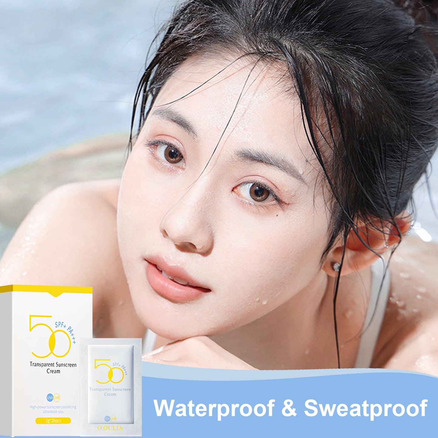 60PCS Travel Size Sunscreen SPF50+ PA+++ - Mini Sunscreen Infused with Centella Asiatica Extract & Hyaluronic Acid - Waterproof, Lightweight & Non-Greasy - Perfect for Summer Party & Thank You Gifts