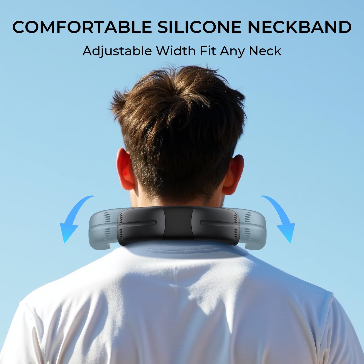 AMACOOL Portable Air Conditioner Portable Neck Fan, 3-Speed Hands Free, 5000mAh Rechargeable Battery Bladeless USB Fan, Long Lasting with LED Screen Cooling for Gift Working Travel Indoors & Outdoors