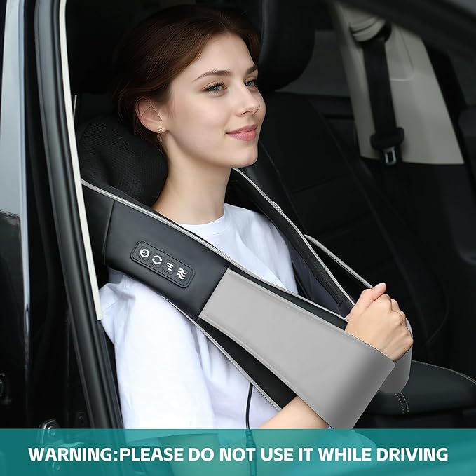 cotsoco Neck Massager, Shiatsu Neck and Back Massager with Heat for Pain Relief, Deep Tissue 3D Kneading Massage Pillow, Relaxation Gifts for Men and Women, Gifts for Dad, Elderly,Wife(Gray)