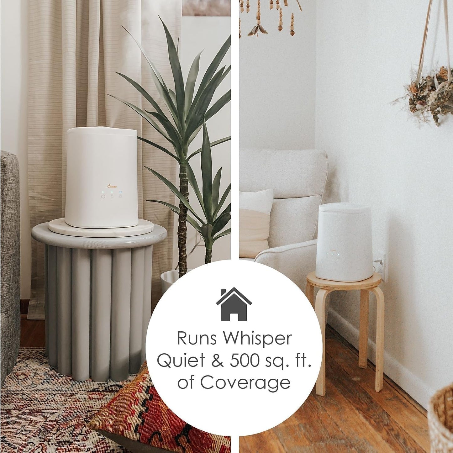 Crane Top Fill Ultrasonic Cool Mist Humidifier for Bedroom and Large Rooms, 1.2 Gallon Essential Oil Diffuser with Nightlight and Auto Shut-Off