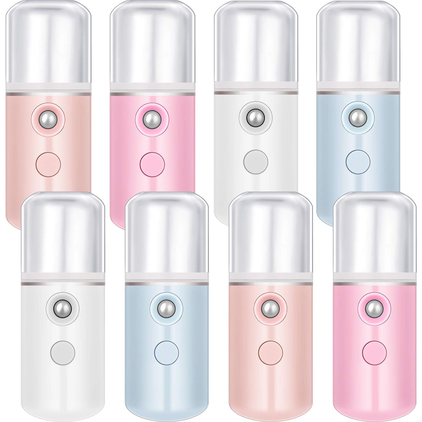 Mudder 8 Pieces Nano Sprayer Facial Mister Portable Mini Face Mist Atomization USB Rechargeable 30ml Face Steamer for Skin Care Eyelash Extensions Daily Makeup