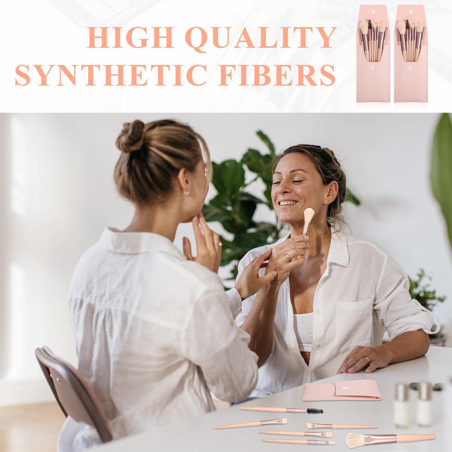 24Sets Travel Makeup Brush Set, Mini Makeup Brushes, Face Bulk Make up Brushes Angled Blush Brush for Women Girls Wedding Gift(Powder Pink)