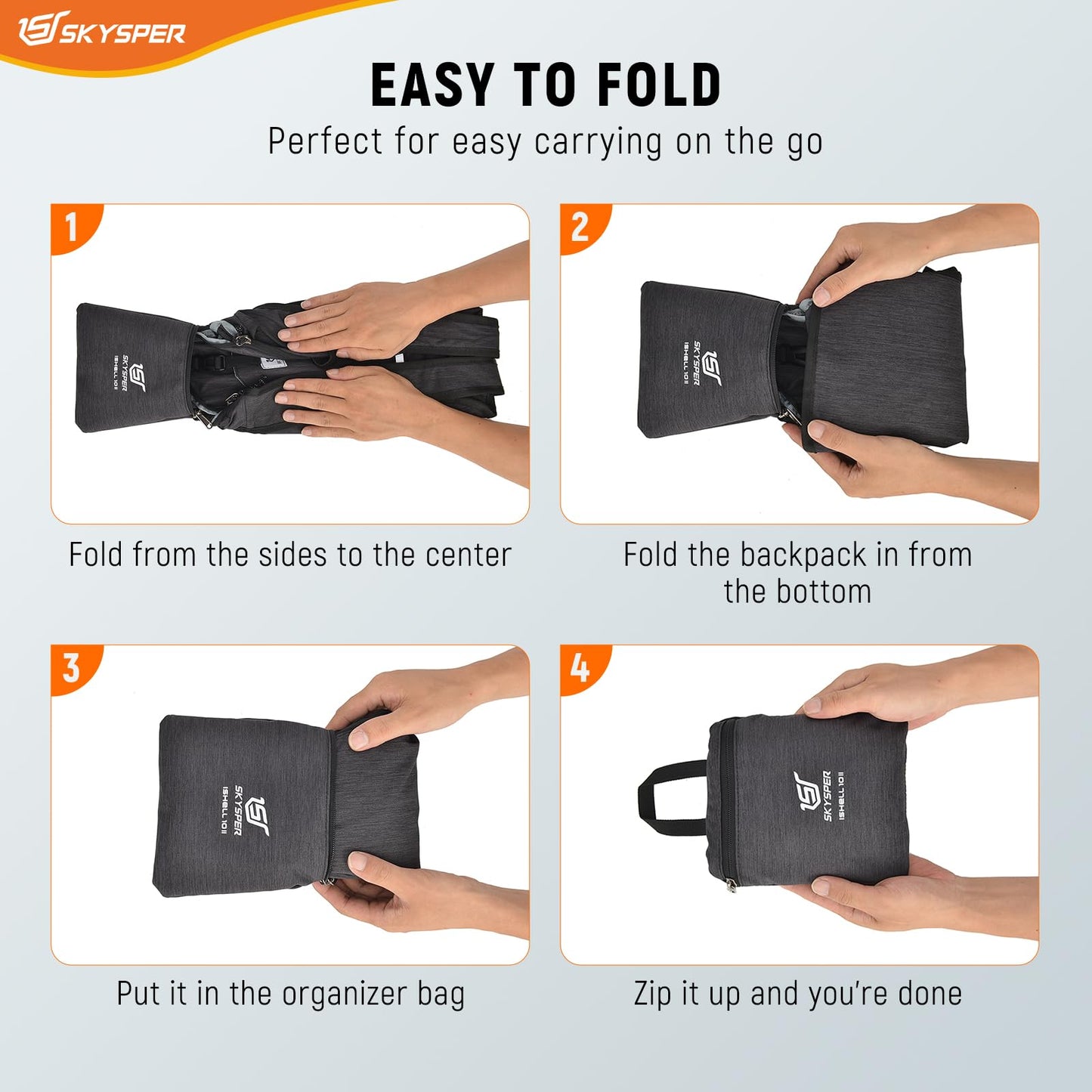 SKYSPER Small Hiking Backpack 10L Foldable Daypack Packable Lightweight Hiking Daypack Travel Day Pack for Women Men