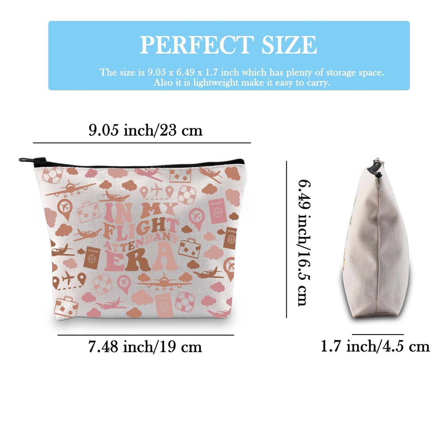 Flight Attendant Gift In My Flight Attendant Era Stewardess Aviation Travel Makeup Bag for Cabin Crew Hostess Aviation Gift (Flight Attendant Era Bag)