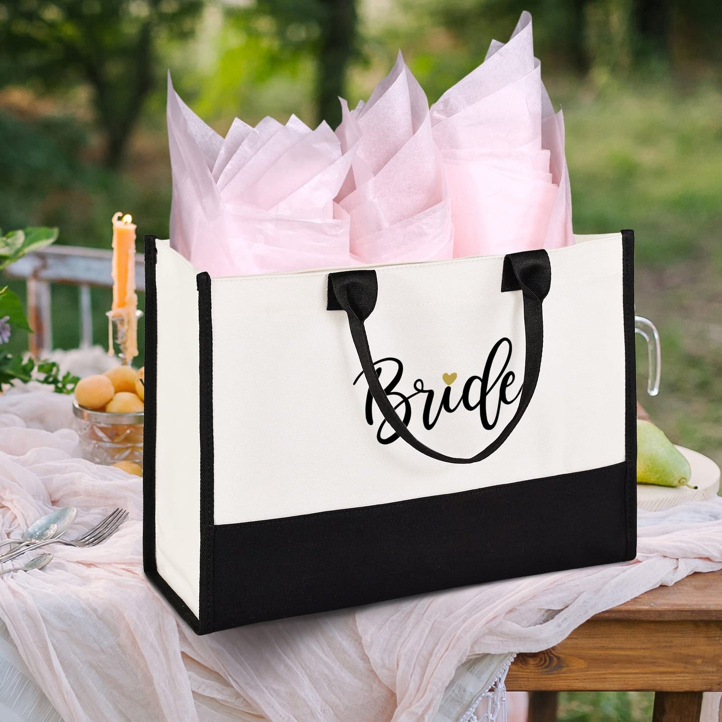 Lamyba Bride To Be Gifts for Wedding, Bridal Shower Gifts, Bachelorette Party, Engagement,Honeymoon, Bride Bag Tote with Makeup Bag