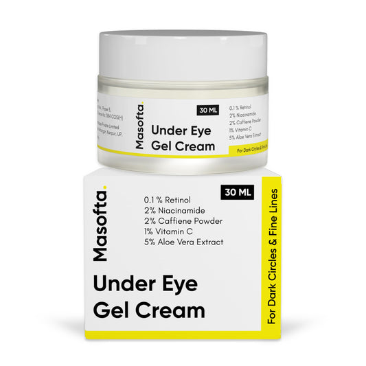 Masofta Under Eye Gel Cream with Retinol, Niacinamide, Caffeine, Vitamin C, & Aloe Vera Extract for Dark Circles, Fine Lines, and Puffy Eyes, For both Men & Women, 30ML